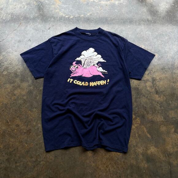 Vintage Pigs Can Fly Humor Graphic T-shirt 90's - Picture 1 of 3